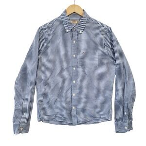 Hollister Mens Blue Striped Button Down Shirt Size M Preppy Coastal Cotton